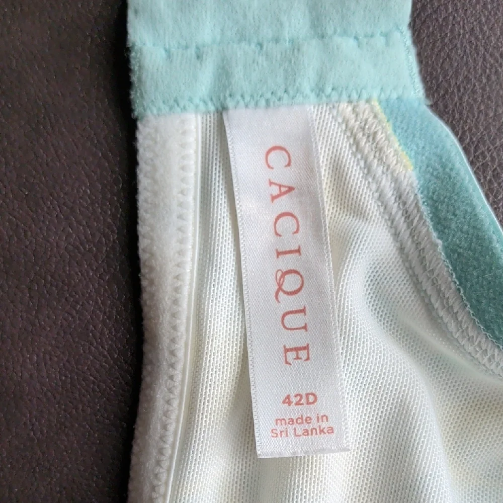 Cacique White Bra with Mint Accents - Picture 3 of 4